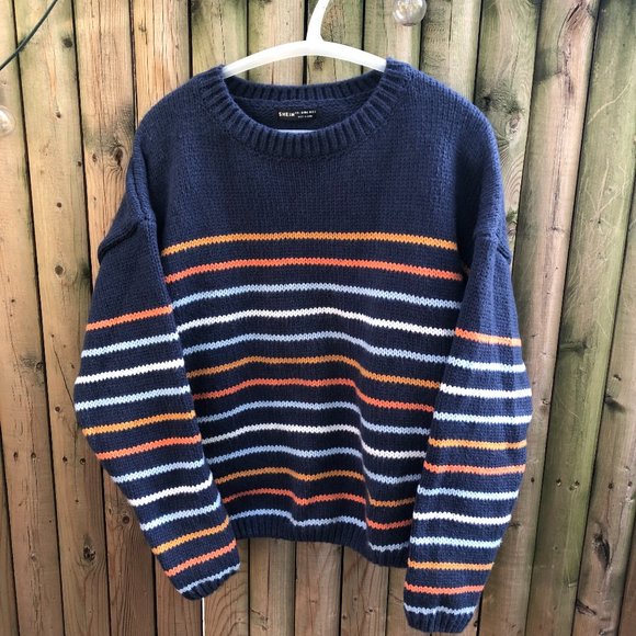 Shein Striped Pullover Sweater Size L NWOT - Picture 1 of 4